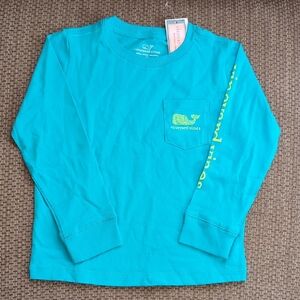 Vineyard Vines Cotton Toddler/Kids Teal Long Sleeve Tee